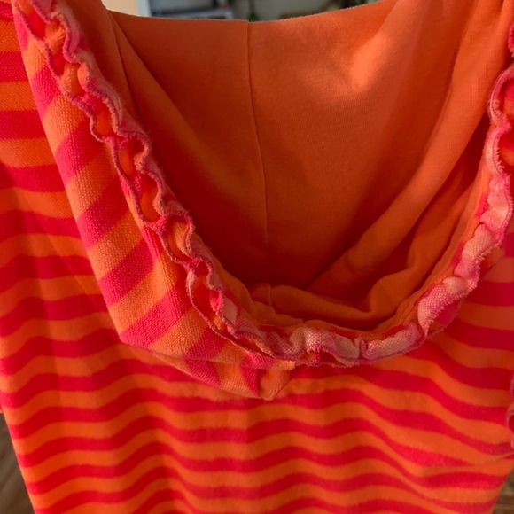 Betsey Johnson orange & pink striped terrycloth coverup. Large - Picture 4 of 8